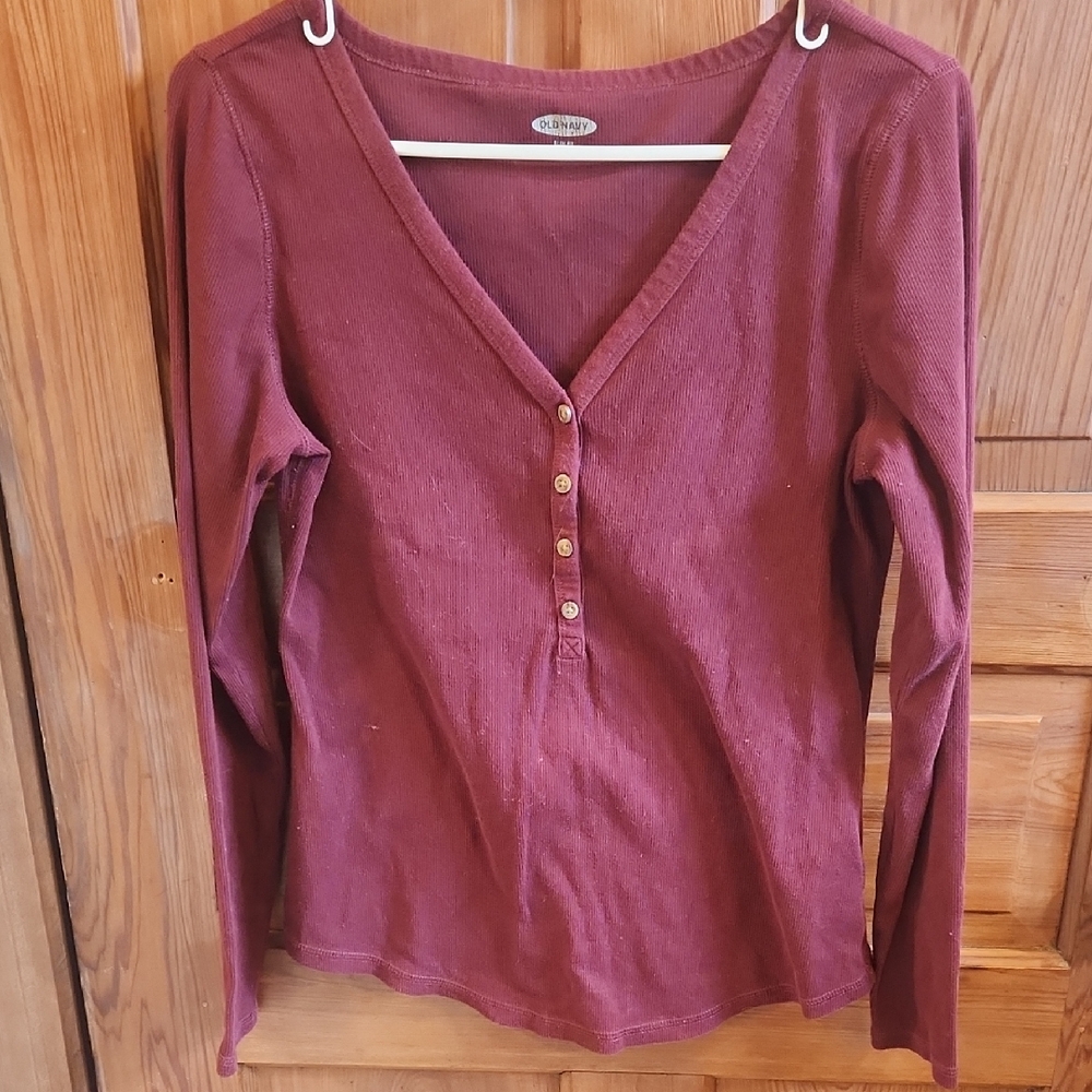 Women's Burgundy V-Neck Top